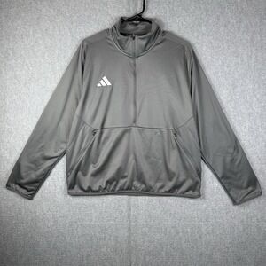 Adidas Pullover Women's Large Pullover Sideline Woven 1/4 Zip Grey Athletic Top